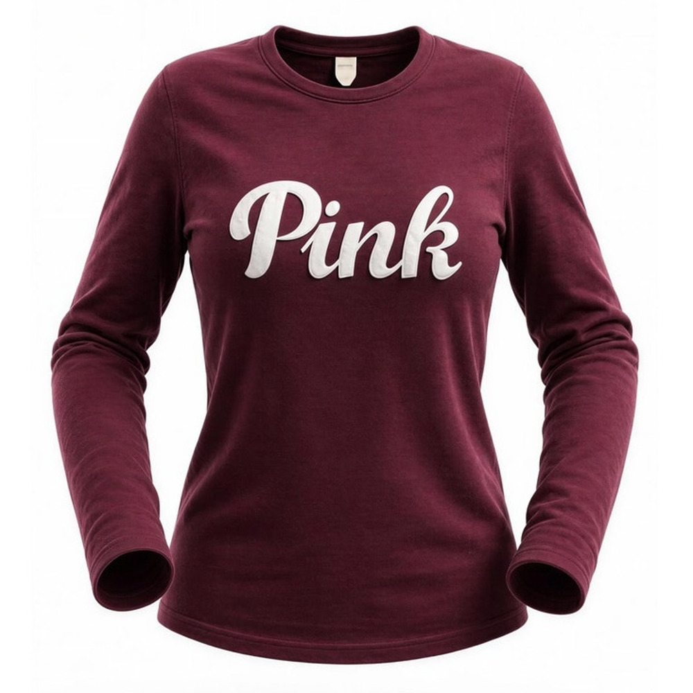 Victoria's Secret PINK T-Shirt Womens XS Burgundy Maroon‎ Long Sleeve Logo